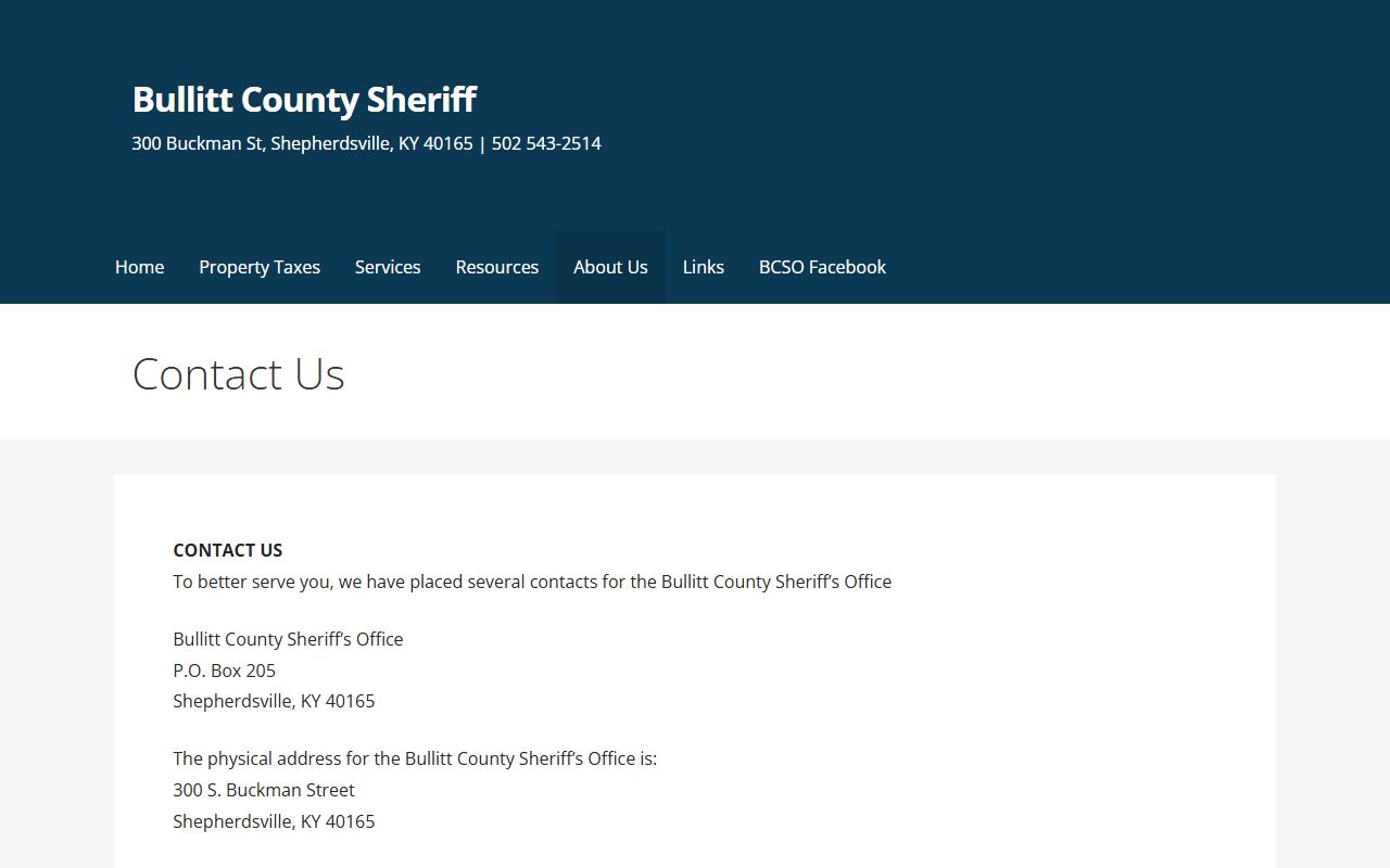 Bullitt County Sheriff contact information for police records