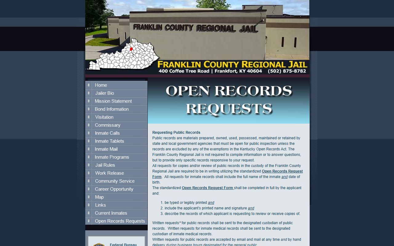 Franklin County Jail records