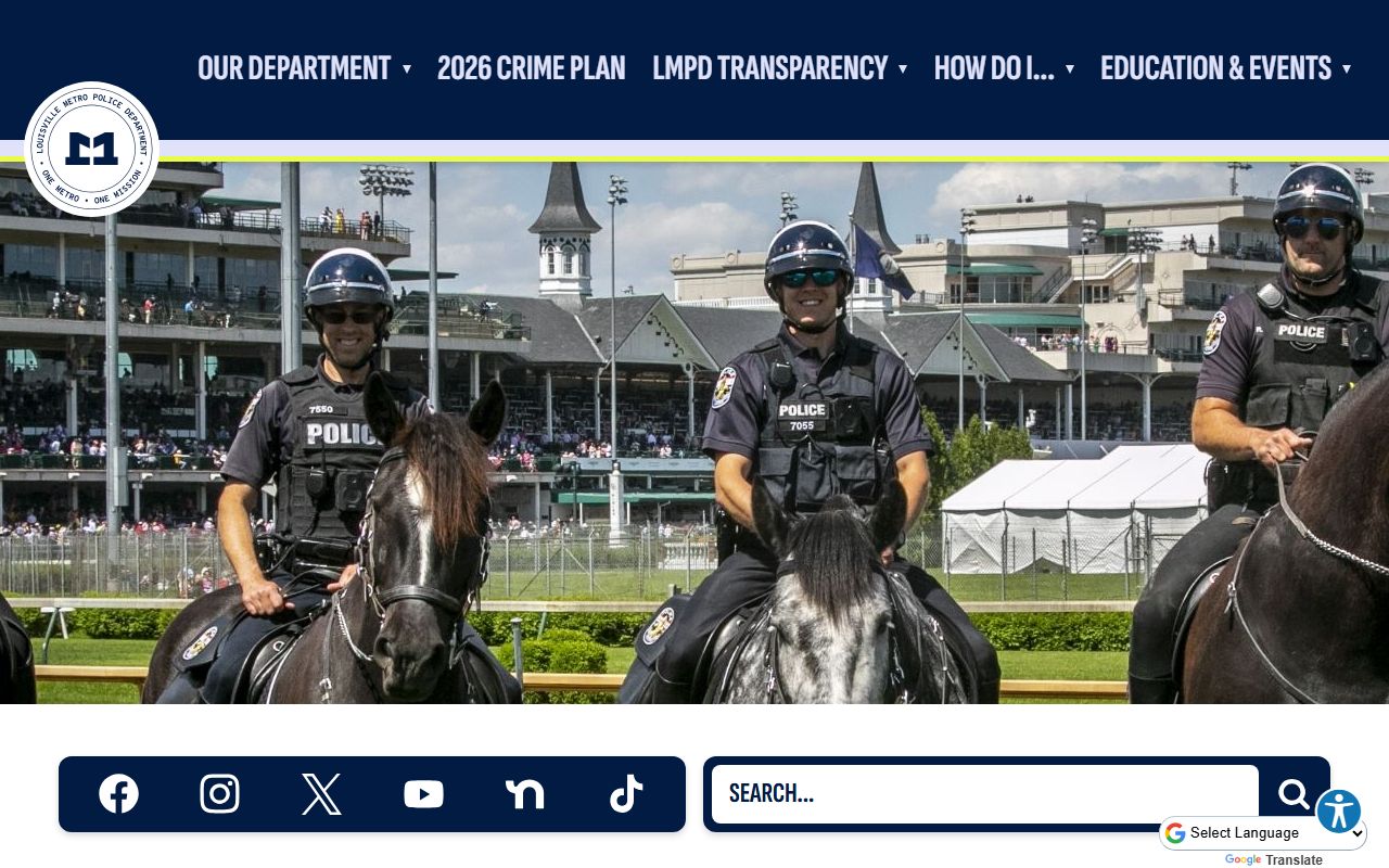 Louisville Metro Police Department website for Jefferson County police blotter records