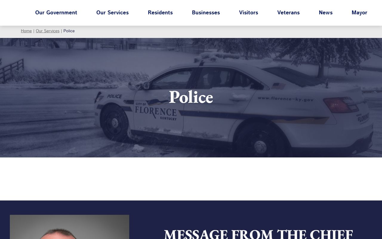 Florence Police Department website for Kenton County police records