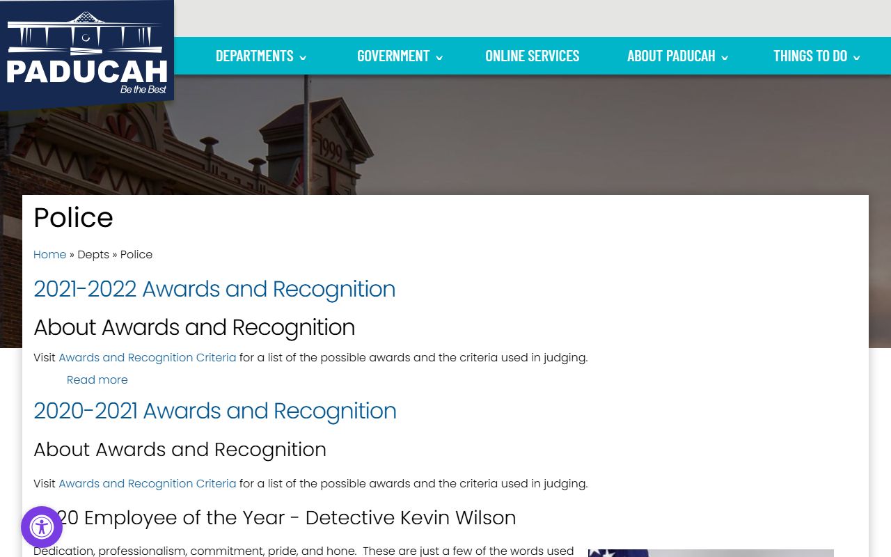 Paducah Police Department website for McCracken County police blotter