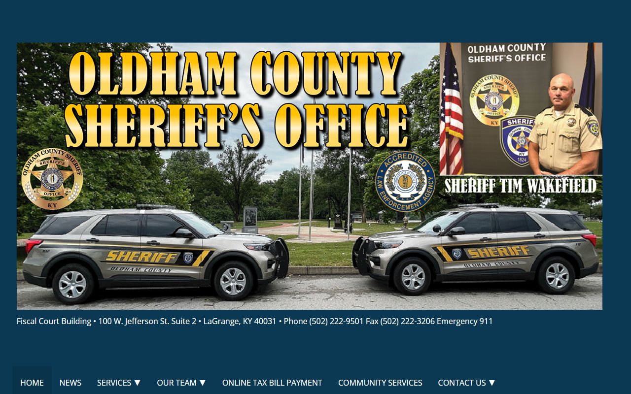 Oldham County Sheriff Office website for police blotter records
