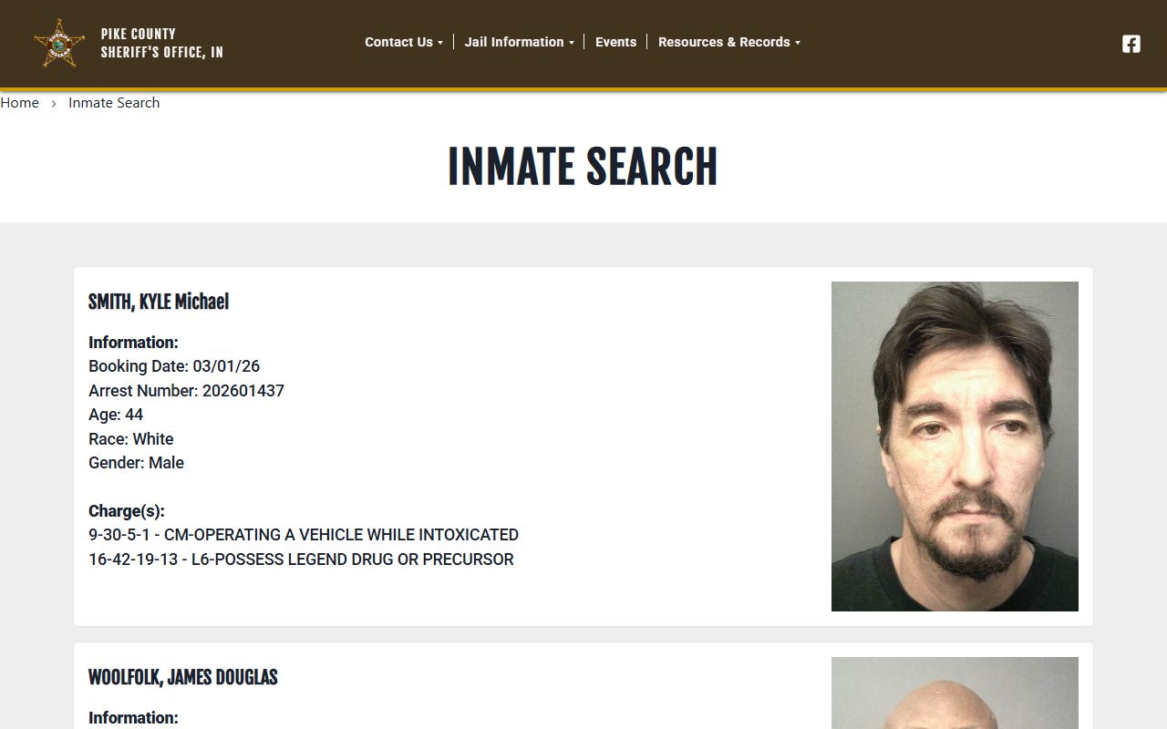 Pike County inmate search system