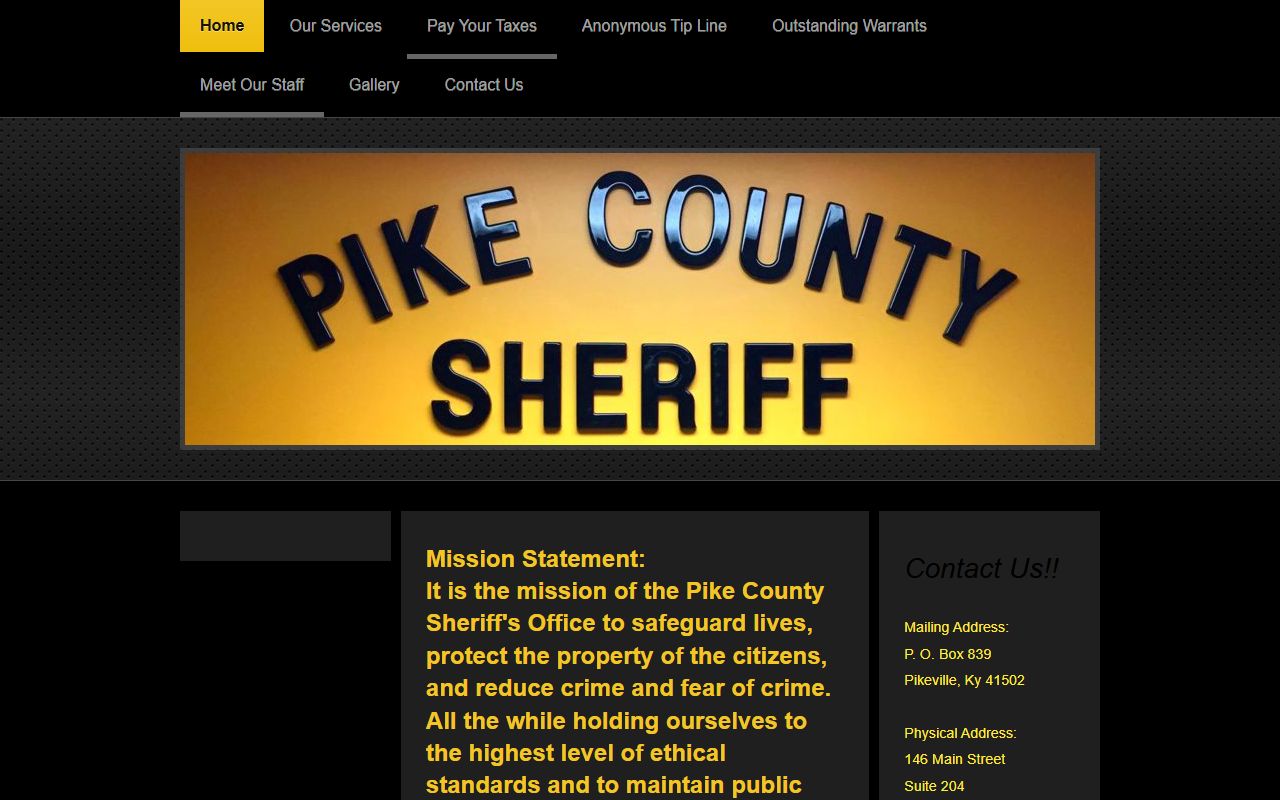 Pike County Sheriff Office for police blotter records