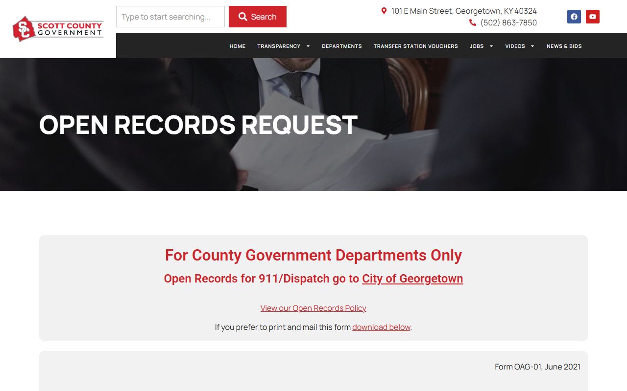 Scott County open records request page