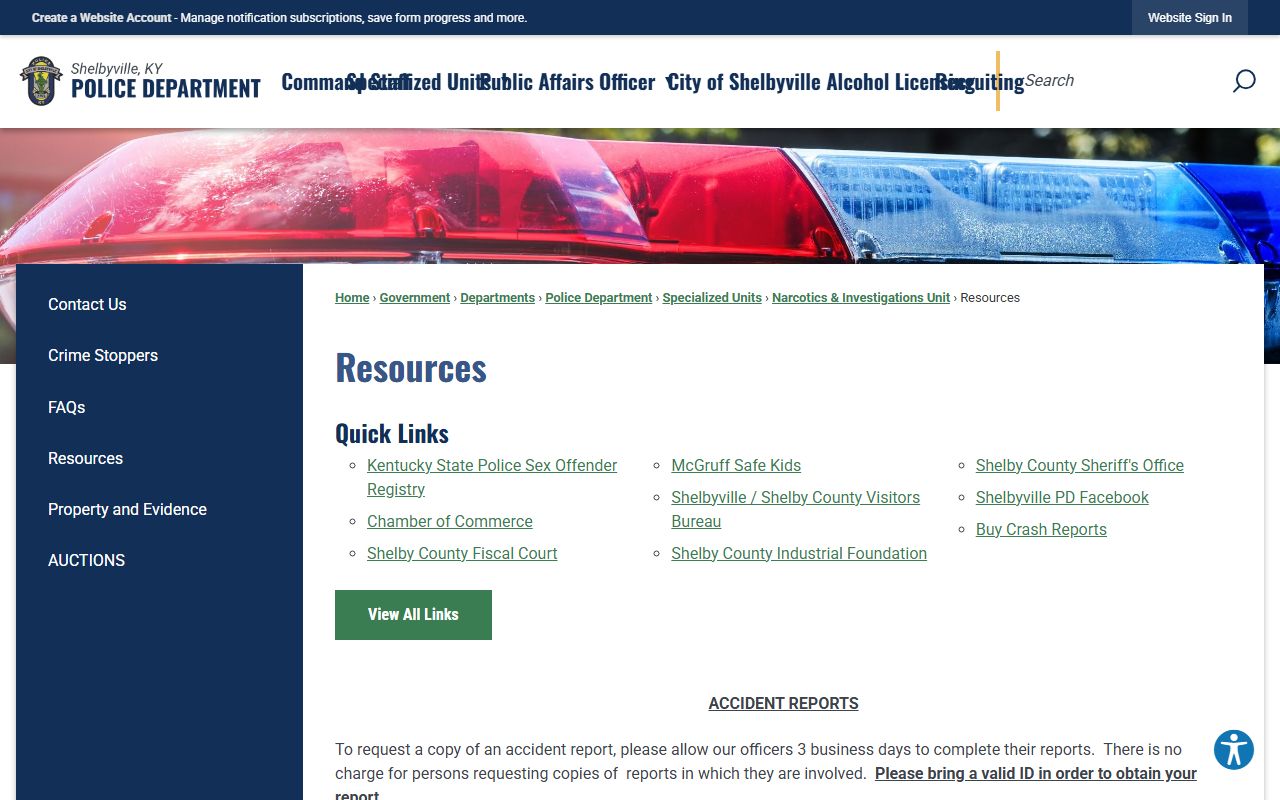 Shelbyville Police resources