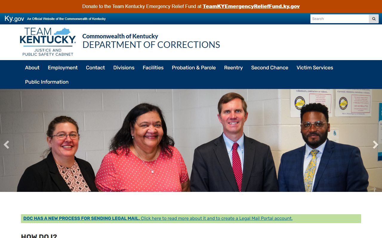 Kentucky Department of Corrections website for offender records